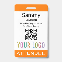 Orange Abzeichen Event Guest QR-Logo Ausweis