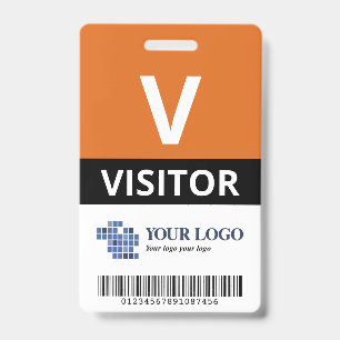 Orange Add Your Logo & Bar Code Besucher Ausweis