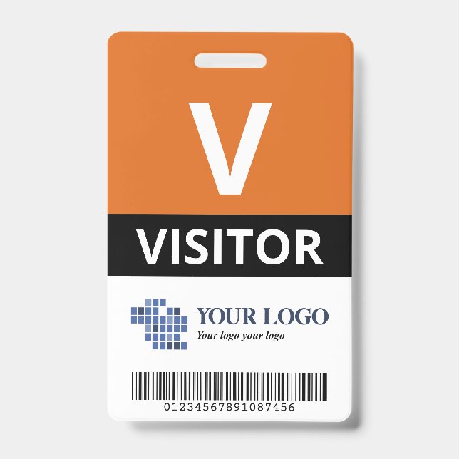 Orange Add Your Logo & Bar Code Besucher Ausweis (Vorderseite)