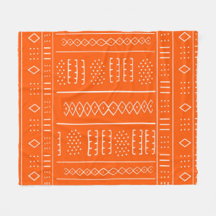 Orange African Mudcloth Print Fleecedecke