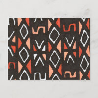 Orange African Mudcloth Tribal Print