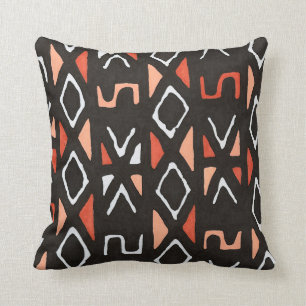 Orange Afrikaner Mudcloth Stammes- Druck Kissen
