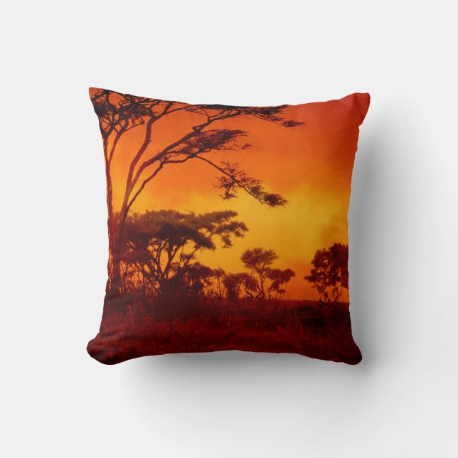 Orange afrikanischer Sonnenuntergang Kissen (Vorderseite)