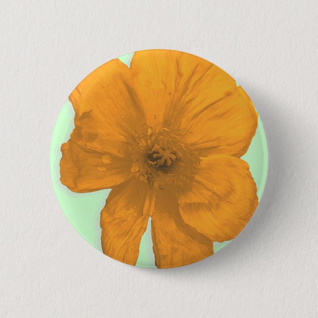 Orange Aid/PopArt-Blume Button (Vorderseite)