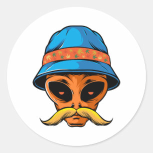 ORANGE ALIEN RUNDER AUFKLEBER