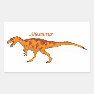 Orange Allosaurus Verlassen Rechteckiger Aufkleber