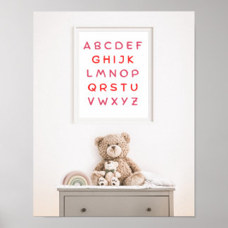 Orange Alphabet Capital Letters Teacher Kids Room Poster