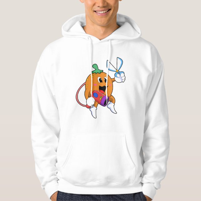 Orange als Friseur mit Schere & Haartrockner Hoodie (Vorderseite)