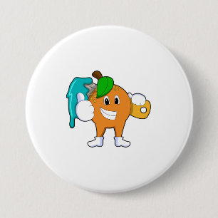 Orange als Maler mit Pinsel Button