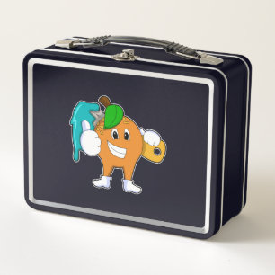 Orange als Maler mit Pinsel Metall Brotdose