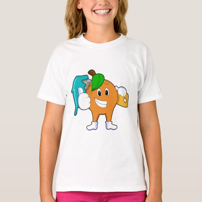 Orange als Maler mit Pinsel T-Shirt (Vorderseite)
