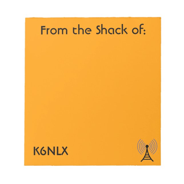 Orange Amateur Radio Call Signature Notepad Notizblock (Vorderseite)