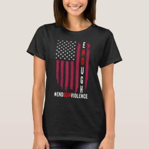 Orange American Flag Enough End Gun Gewalt No Gu T-Shirt