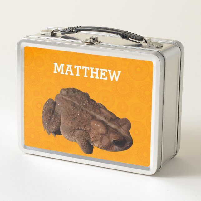 Orange American Toad Foto Personalisiert Metall Brotdose (Vorderseite)