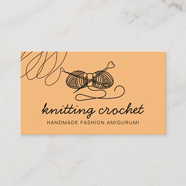 Orange Amigurumi Handmade Yarn Strick Crochet Visitenkarte (Vorderseite)