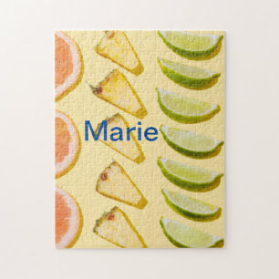 Orange Ananas blaue Beere Zitrone Name Foto hinzuf