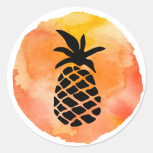 Orange Ananas Design Runder Aufkleber