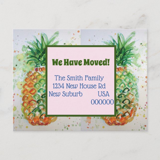 Orange Ananas neue Adresse verschieben Postkarte (Vorderseite)