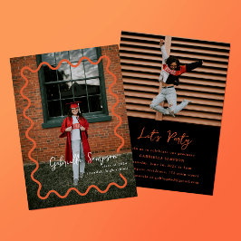 Orange and Black Class of 2025 Grad Party Einladung