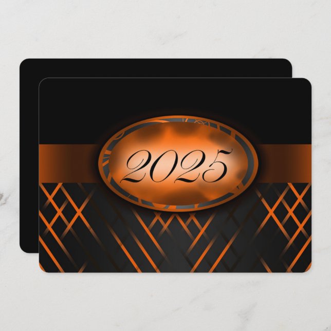 Orange and Black Class of 2025 Party Einladung (Vorne/Hinten)