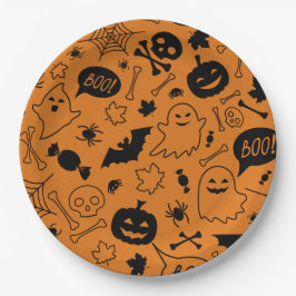 Orange and Black Halloween Pattern Art Halloween Pappteller