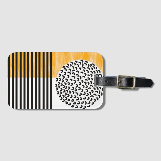 Orange and Black Mid Century Moderne Kunst  Gepäckanhänger (Vorderseite (Horizontal))