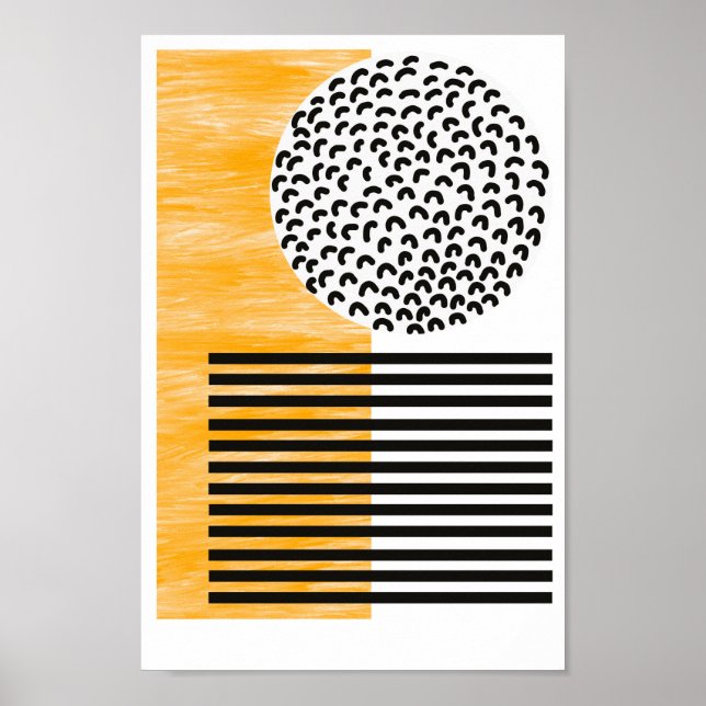 Orange and Black Mid Century Moderne Kunst Poster (Vorne)