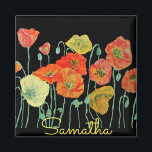 Orange and Black Poppies floral Acrylic Key Ring Magnet<br><div class="desc">Orange and Black Poppies name key magnet. A glorious cushion design. Designed from my original watercolor paintings,  that I painted from my own flower garden.</div>