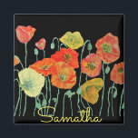 Orange and Black Poppies floral Acrylic Key Ring Magnet<br><div class="desc">Orange and Black Poppies name key magnet. A glorious cushion design. Designed from my original watercolor paintings,  that I painted from my own flower garden.</div>