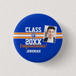  Orange and Blue Abschluss Foto Herzlichen Glückw Button