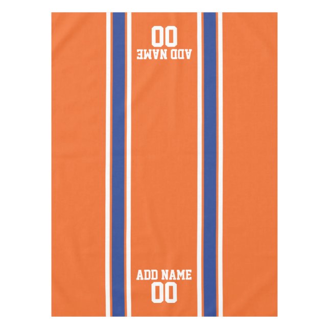 Orange and Blue Personalisiert Sports Jersey Tischdecke (Vorderseite)