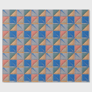 orange and blue quilt geschenkpapier