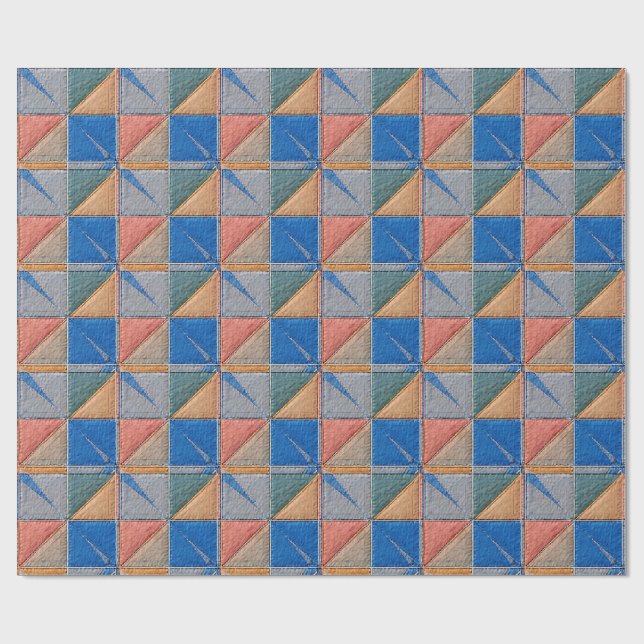 orange and blue quilt geschenkpapier (Flach)