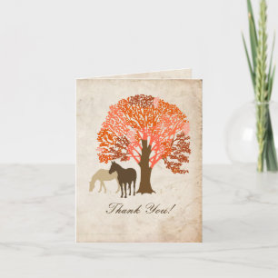 Orange and Brown Autumn Horses Vielen Dank Dankeskarte