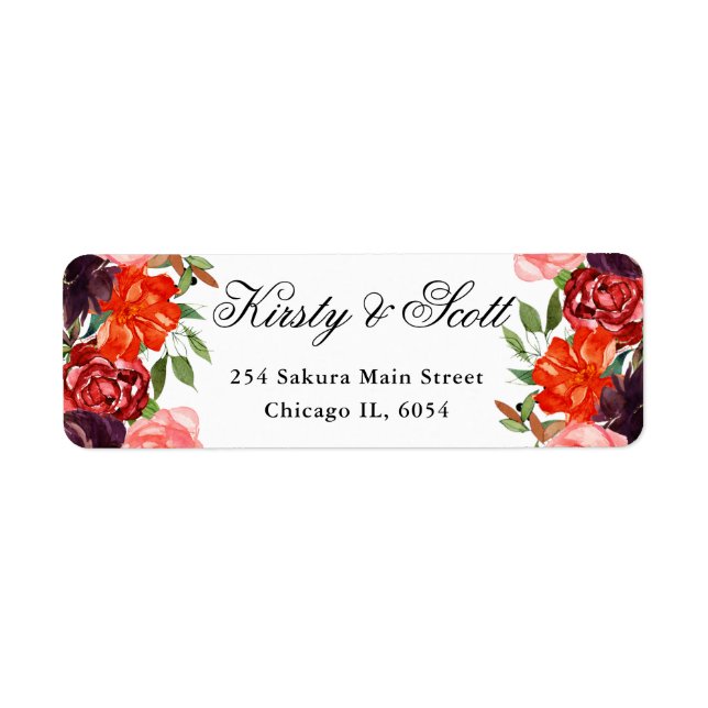 Orange and Brown Fall Blume Hochzeitsadresse (Vorne)