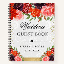 Orange and Brown Fall Blume Wedding Guest Book Notizbuch