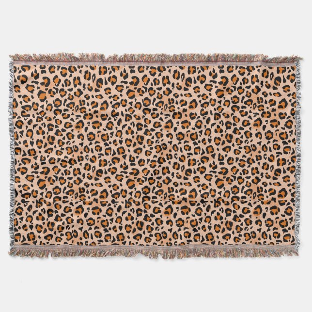 Orange and Brown Leopard Print Decke (Vorderseite)