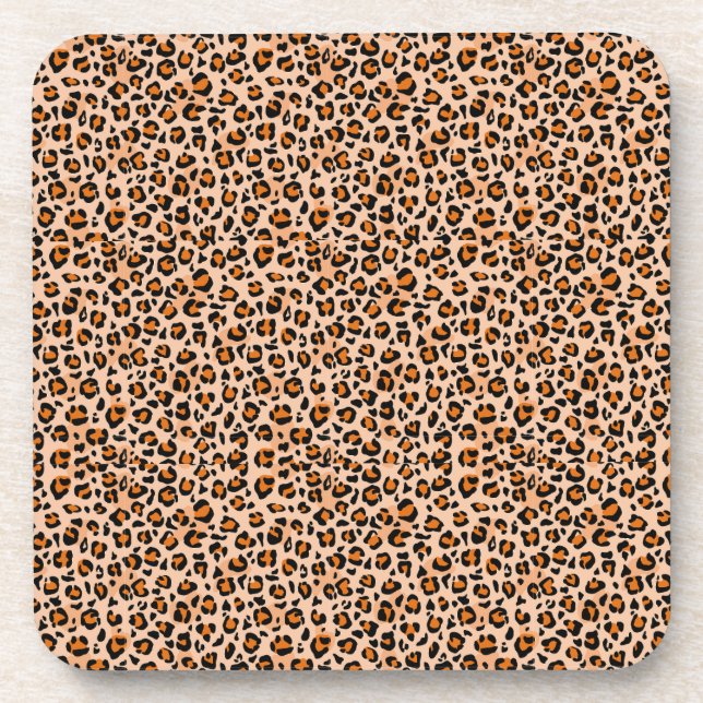 Orange and Brown Leopard Print Getränkeuntersetzer (Vorderseite)