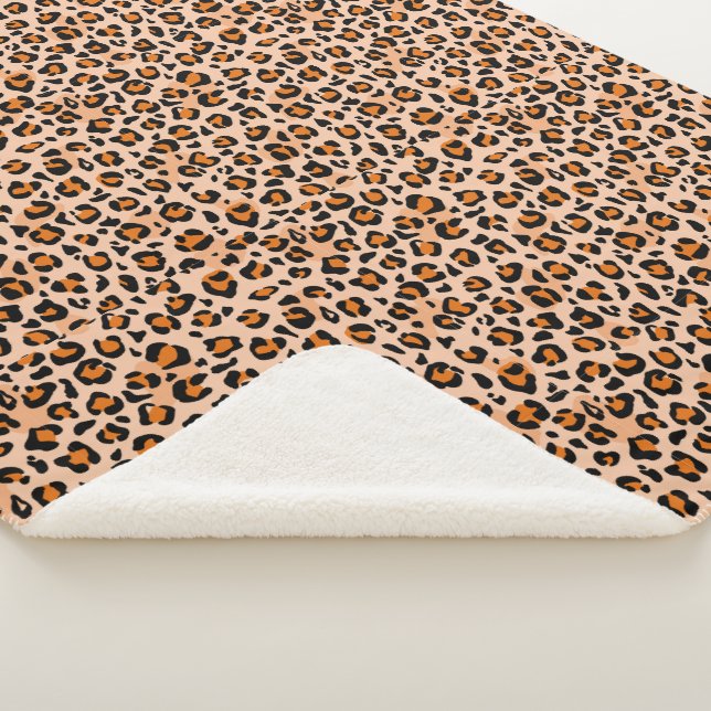Orange and Brown Leopard Print Sherpadecke (3/4)