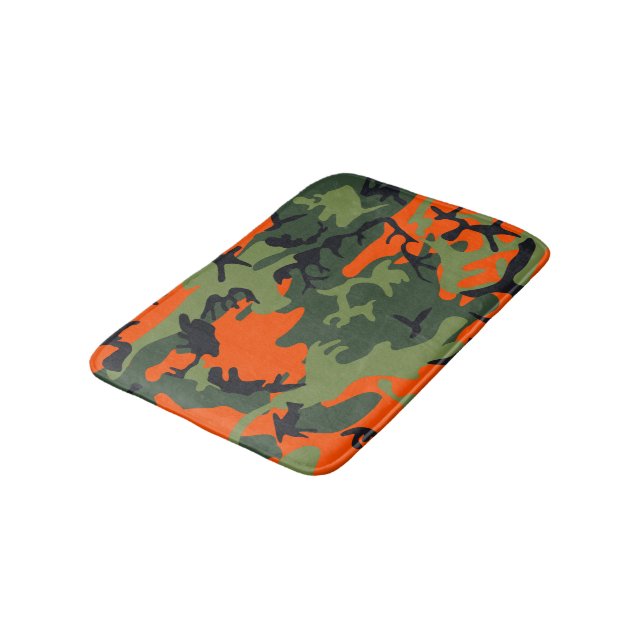 Orange and Green Camouflage, Militär, Armee Badematte (Schrägansicht)