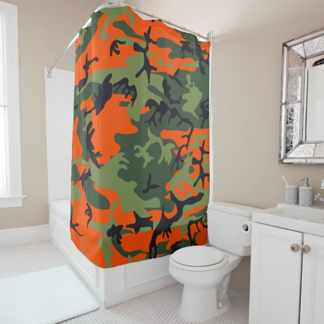 Orange and Green Camouflage, Militär, Armee Duschvorhang (Beispiel)