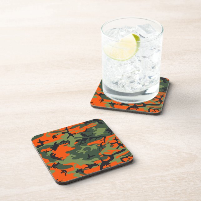 Orange and Green Camouflage, Militär, Armee Getränkeuntersetzer (Rechte Seite)