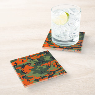 Orange and Green Camouflage, Militär, Armee Glasuntersetzer