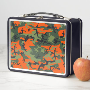 Orange and Green Camouflage, Militär, Armee Metall Brotdose