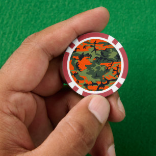 Orange and Green Camouflage, Militär, Armee Pokerchips