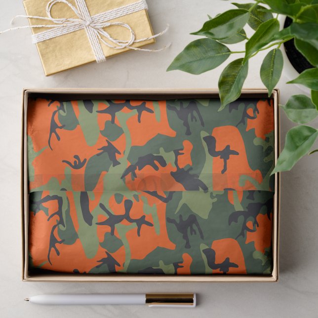 Orange and Green Camouflage, Militär, Armee Seidenpapier (Geschenk)