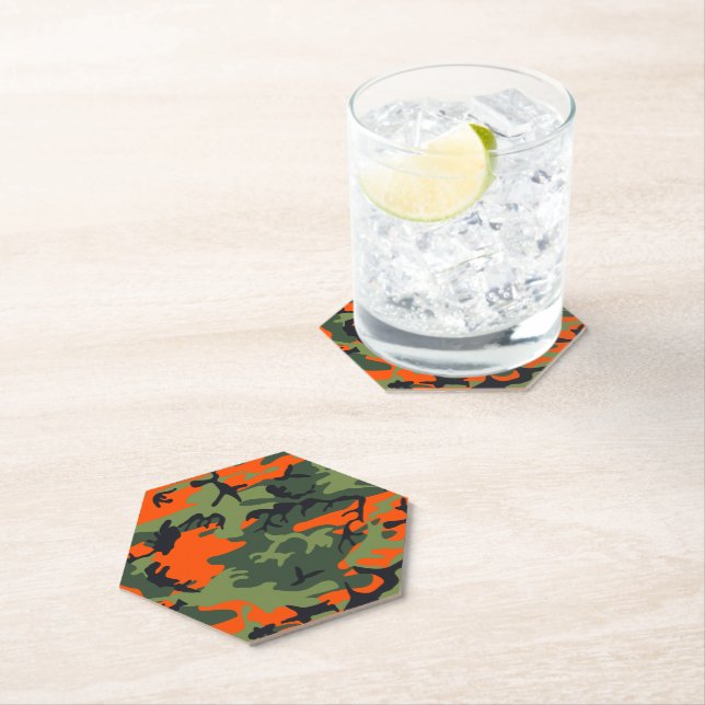Orange and Green Camouflage, Militär, Armee Untersetzer (Vor Ort)