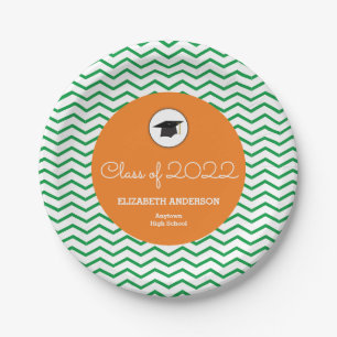 Orange and Green Class of 2022 Abschluss  Pappteller
