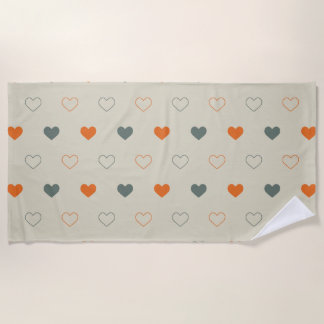 Orange and Green Heart Grid Pattern Strandtuch