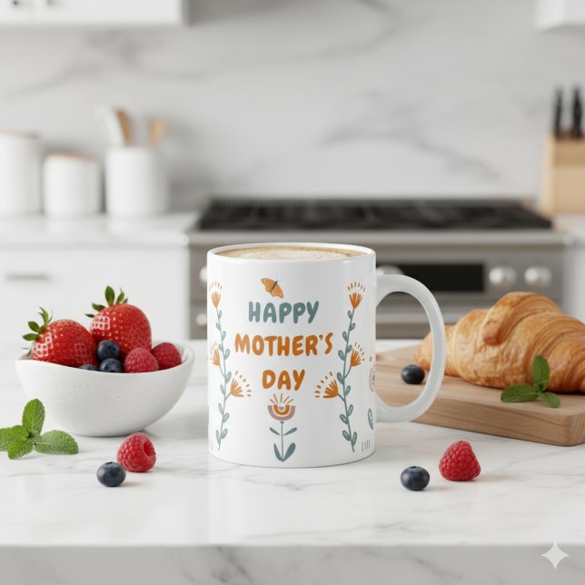 Orange and Green Simple Mother's Day Persönliche T Kaffeetasse (Von Creator hochgeladen)